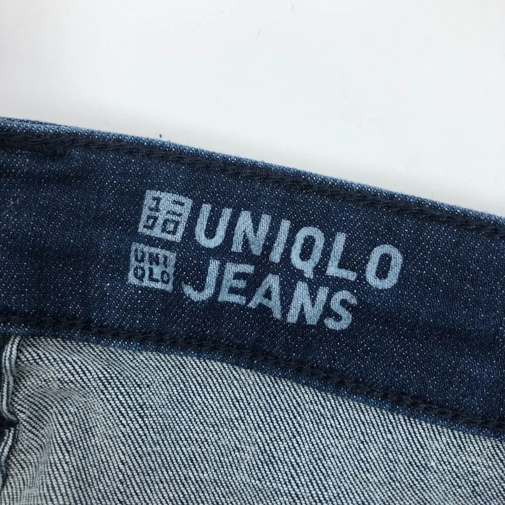Uniqlo‎ Jeans Womens 26 x 33 Straight Leg Stretch Slim Fit Blue Denim Dark Wash